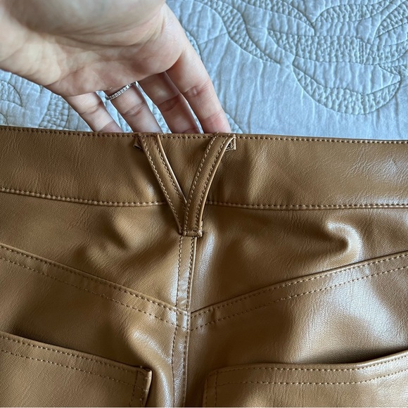 Veronica Beard - Joey Vegan Leather Straight-Leg Pant - Cognac - Picture 12 of 15